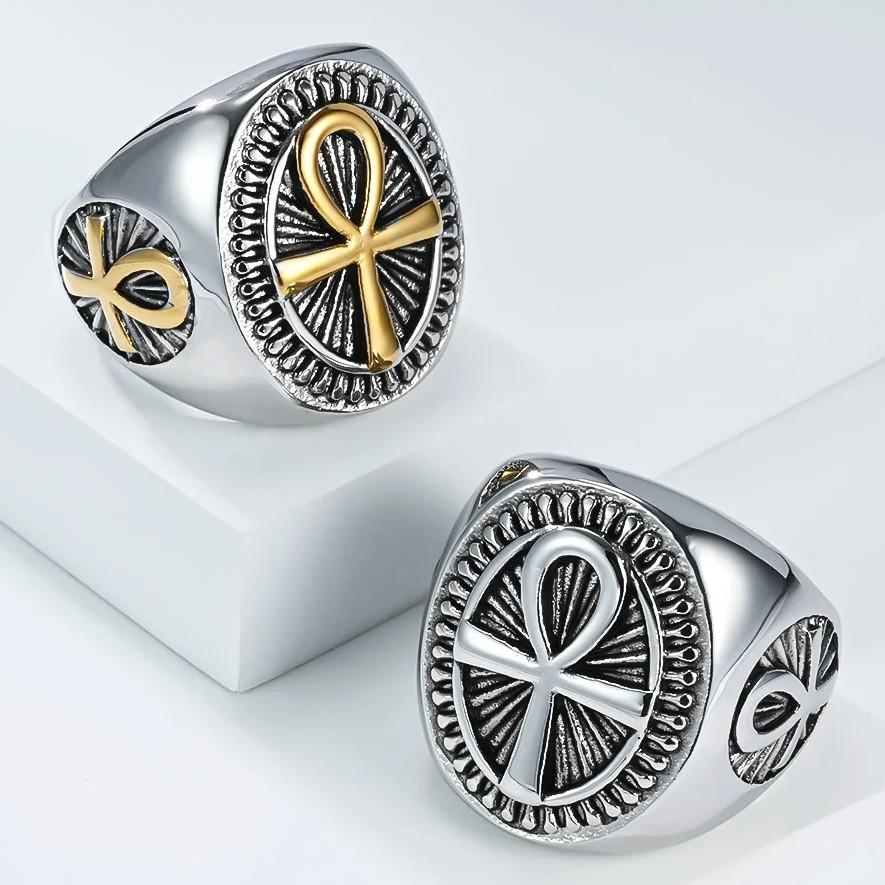 Key Life Ring Ancient Egypt Egyptian Ankh Eternal Life Cross Amulet Talisman Protect Health Jewelry Charming Accessories