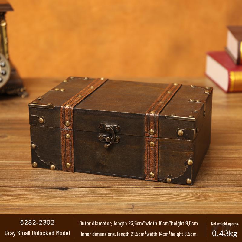 Retro Lockable Wooden Jewelry Storage Box with Password - Treasure Chest Escape Room Prop