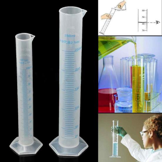 100/250ml Plastic Measuring Graduated Cylinder Liquid Lab Test Experiment Cup