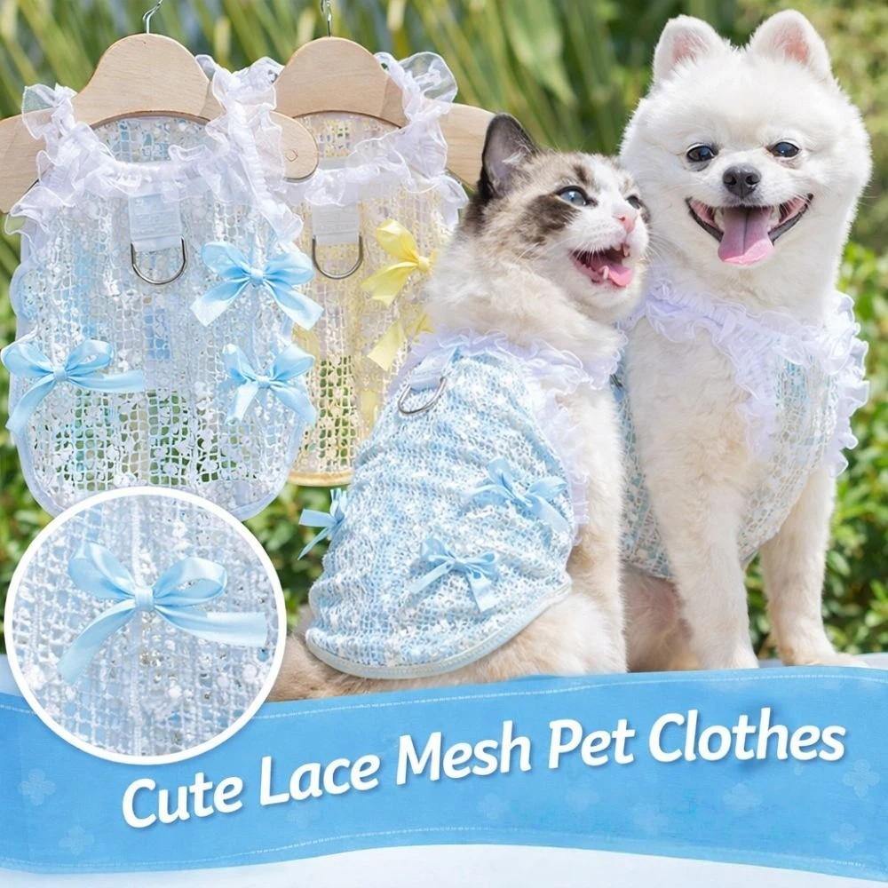 Lace Bow Cat Dog Vest Elegant Pet Princess Dress Cute Pet Shirt  Dog Cat Supplies