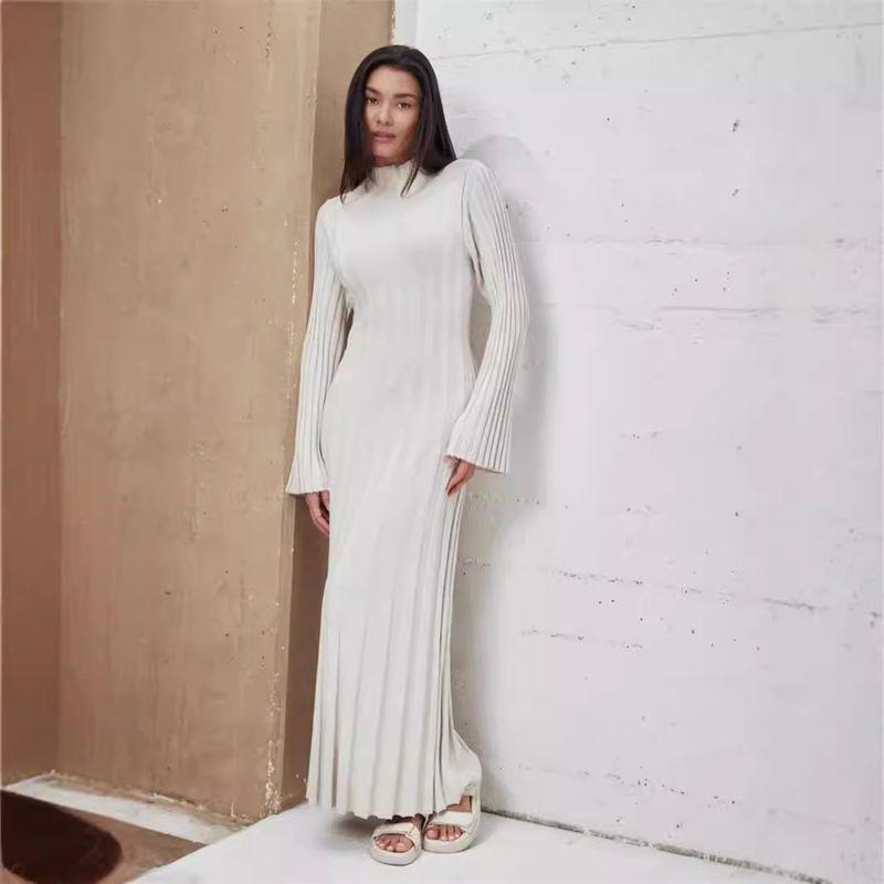 Knitting Dress Knitted dress Casual Waist Hugging round Neck Big Pit Bar Turtleneck Slimming Knitted Long dress Women
