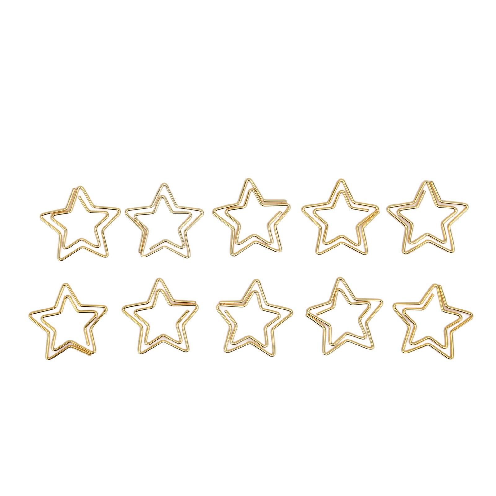 

100pcs Star Paper Clips Skid Resistance Plating Process Rust Resistant Cute Paperclips for Office School