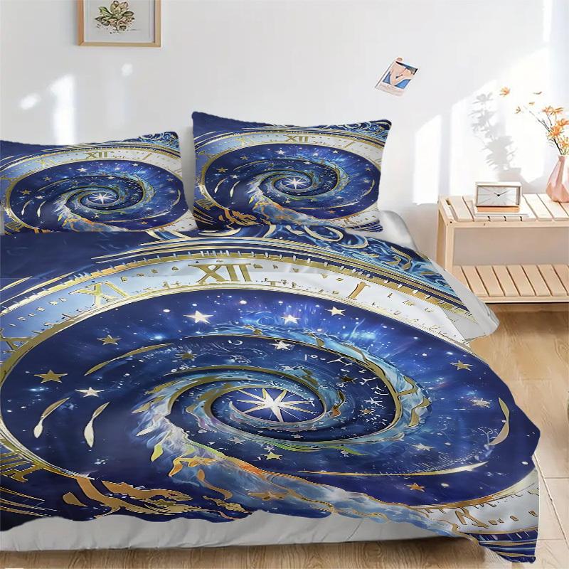 3pc Cosmic Clockwork Cover Set - 1 Quilt Cover + 2 Pillowcases, All Seasons Bedroom Setting, Perfect for Home015