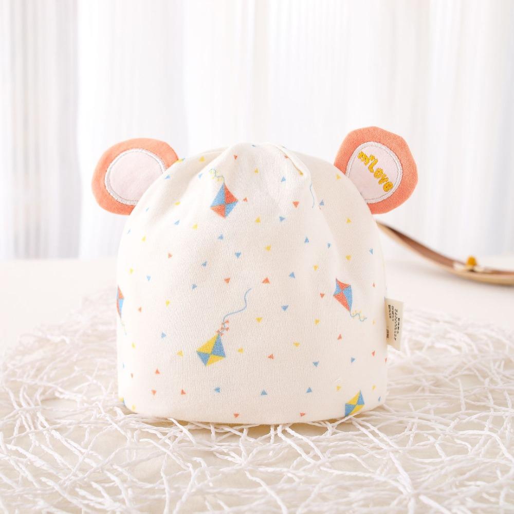 Cartoon Bear Baby Fetal Cap Print Infants Beanie Cap Windproof Newborn Hats  Hospital