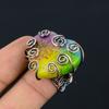 Natural Rainbow Solar Quartz Gemstone Handmade Copper Wire Wrap Ring S.7.5 f2n61