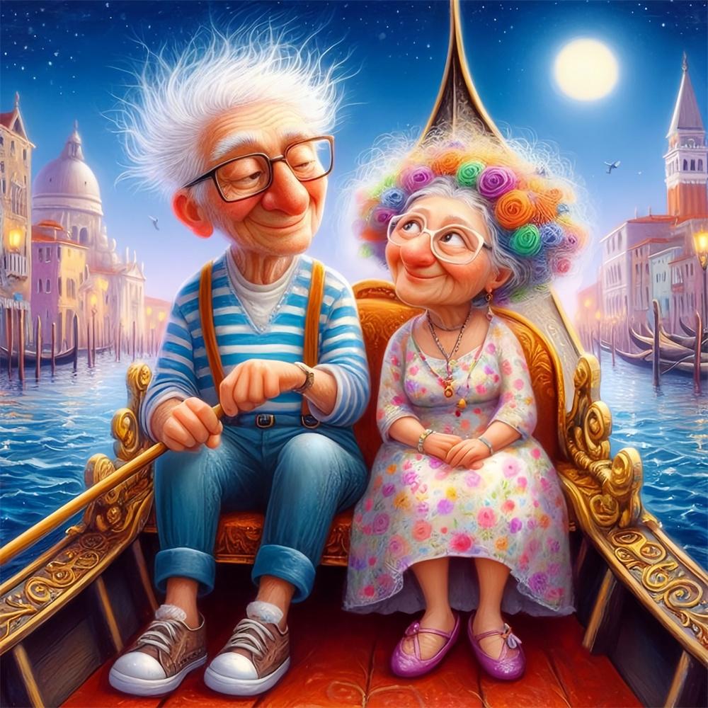 Diamond Painting Grandma Grandpa Mosaic Cross Stitch Set Portrait Embroidery Full Round New Arrival Handmade Gift