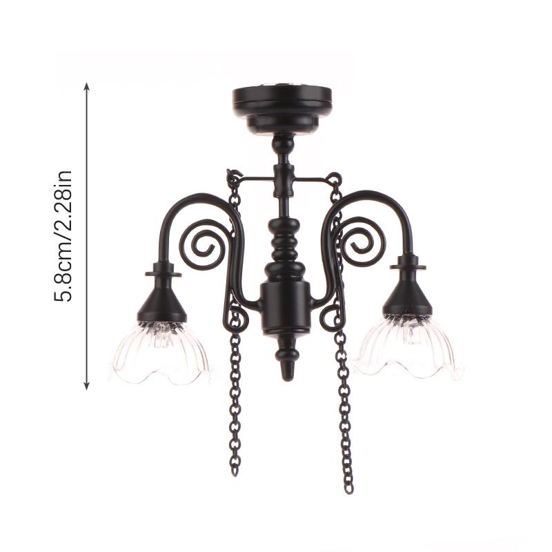1:12 Dollhouse Miniature Led Lamp Ceiling Lamp Chandelier Droplight Lighting Home Furniture Model Doll House Decor Toy