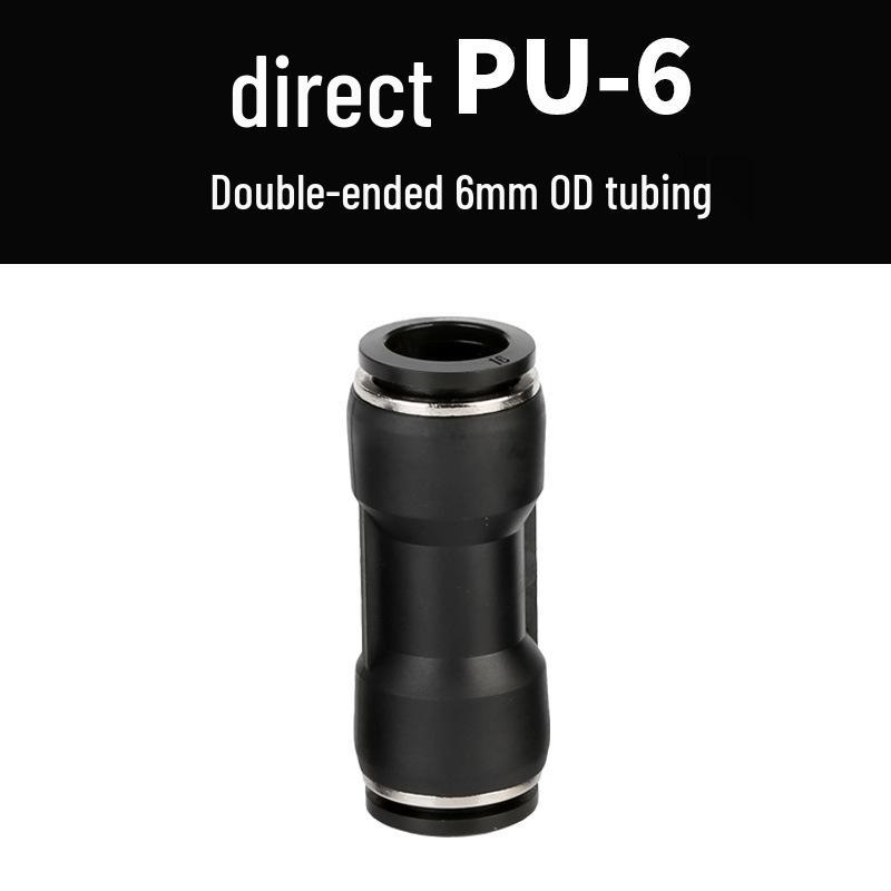 Straight Quick Push-In Pneumatic Air Tube Connector, PU Sizes 6-16, Plastic Two-Way Joint