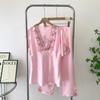 Special Pajama Summer Short Sleeve Trousers Lace Embroidery Nipple Coverage Silk Homewear Two-piece Set Suitable for Daily Wear Suit