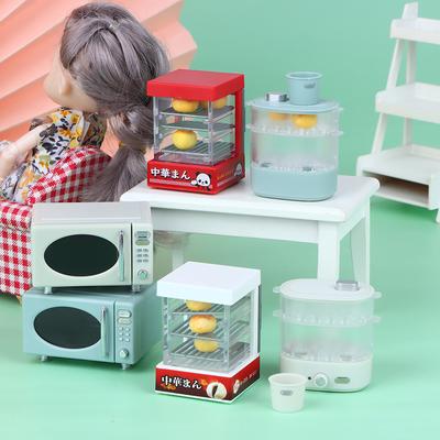 1:12 Casa de Bonecas Miniatura Forno de Micro-ondas Armário de Pão Caixa a Vapor Modelo Elétrico Doméstico Decoração Brinquedo Acessórios Casa de Bonecas