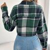 Women's Contrasting Plaid Long Sleeved Woolen Short Jacket Jacket