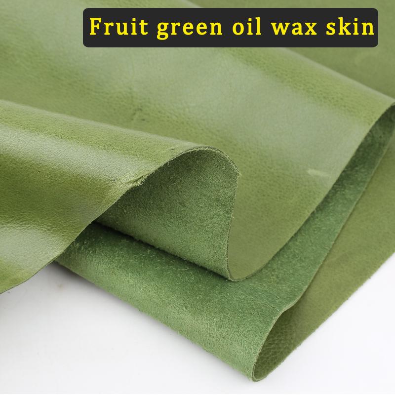 

Fruit green top layer oil wax leather, genuine leather, European style sofa, headboard, seat cushion, 1.2mm thick leather fabric 20x30cm зелёный