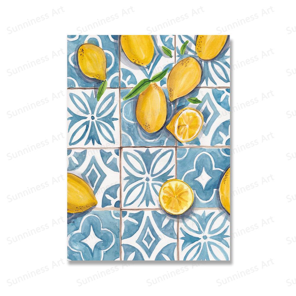 

Sicily Steps Cat Vintage Canvas Painting Print Travel Traditional Portugal Poster Fruit Market Lemon Pictures Home Room Decor 30x40cm No Framed белый