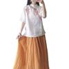 Damen Retro Baumwolle Leinen Besticktes Oberteil - Kurzarm, Lockerer Schnitt, Froschknöpfe, Ethnischer Stil, Große Größen.