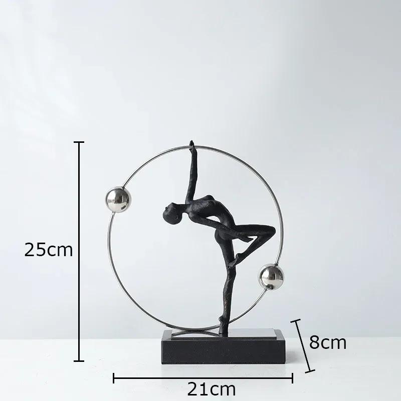 Cast Iron Gymnast Figures Statue Abstract Crafts Desk Decoration Ornaments Minimalism Character Sculpture Room Aesthetics Decor