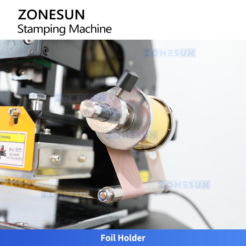 ZONESUN ZY-819K2 Pneumatische Automatische Heißfolienprägemaschine, Leder-LOGO-Rillmaschine, LOGO-Präger, Heißwortmaschine