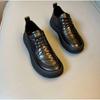Men's Genuine Leather Derby Shoes Round Toe Lace-Up Comfortable Soft Sole Casual Sneakers Slip-Resistant Breathable Oxfords