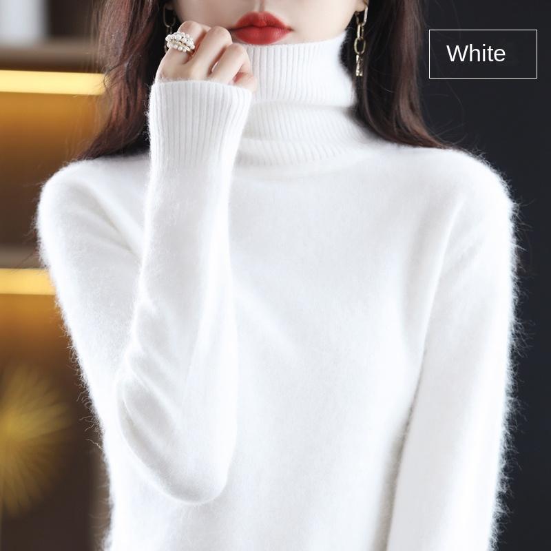 Women's Clothing For Autumn Winter 100% Mink Plush Turtleneck Pullover Sweater Ladies Cashmere Sweater