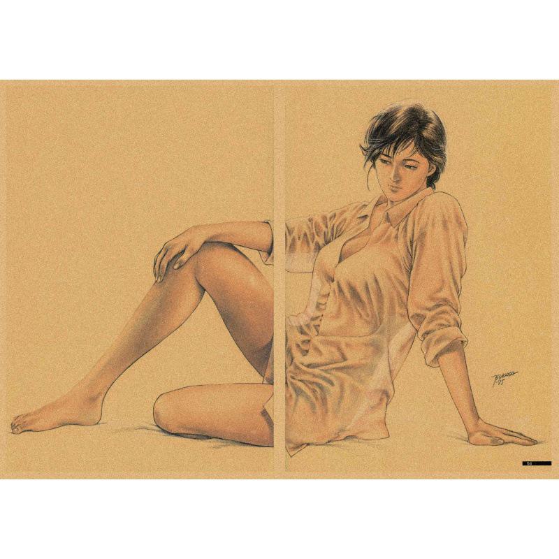 Free Shipping Tsukasa Hojo Retro Manga Art Poster for Cafe & Bar Decor