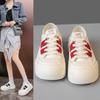 Moda 2024 Nowe 5cm Syntetyczne Damskie Stabilne Wysokie Platformowe Gruba Podeszwa Sneakersy Modne Wiosenne i Jesienne Wulkanizowane Buty Sznurowane