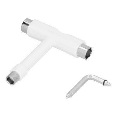 Attrezzo da Skate Multifunzione Portatile Skateboard T-Type Kit Chiavi Esagonali Minuteria di Fissaggio Bianco