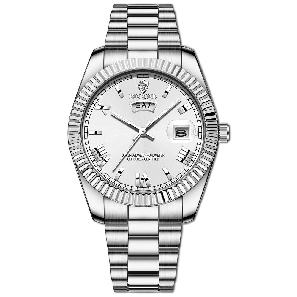 Мужские водонепроницаемые модные часы Binbang Datejust - Синие Пограничные Парные Деловые Наручные Часы
