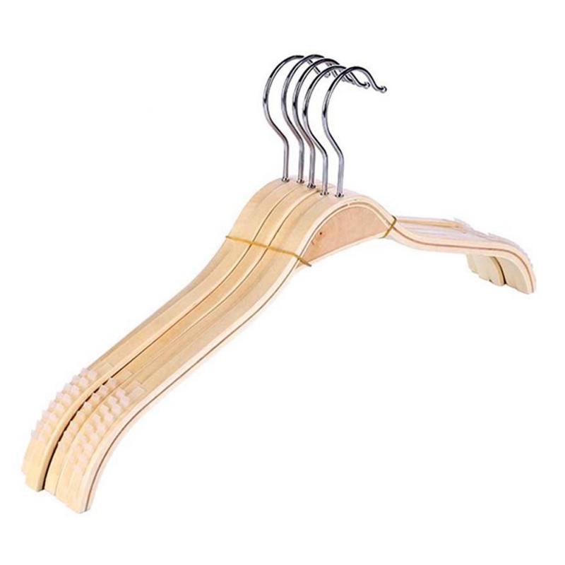 1 шт. гладкая вешалка из цельного дерева, нескользящая вешалка без следов для хранения в шкафу для взрослых и детей 38cm 1pcs