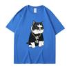 Summer Round Neck Cartoon Cute Big Boss Cat Printed Top Fashionable Casual Pure Cotton Short Sleeved Men's and Women's Unisex T-shirts