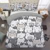Kawaii Cat Bedding Grey, Toddler Bedding, Kids Duvet Cover Set, Gift for Cat Lovers, Baby Bedding, Baby Shower Gift