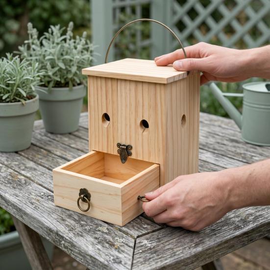 Carpenter Bee Trap for Outside Hanging Bee Trap Eco-Friendly Wooden Bee Trap for Safe Outdoor Wasp Control