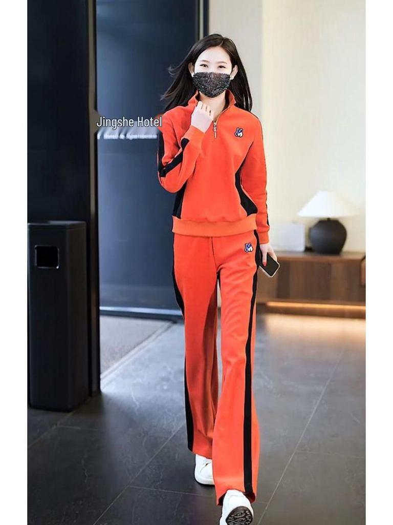 Popular Women's Spring & Autumn Tracksuit Set: Fashionable Hoodie & Wide-Leg Pants for Middle-Aged Mothers – 2025 Collection
