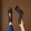 Krazing Pot Microfiber Winter Square Toe Modern Size 33 Boots Size 43 Concise Design Med Heels Zipper Women Ankle Boots