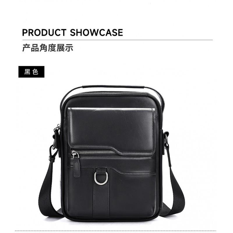 Retro Men's Top Layer Cowhide Shoulder Bag High Luxury Business Leather Crossbody Trendy Casual Outdoor