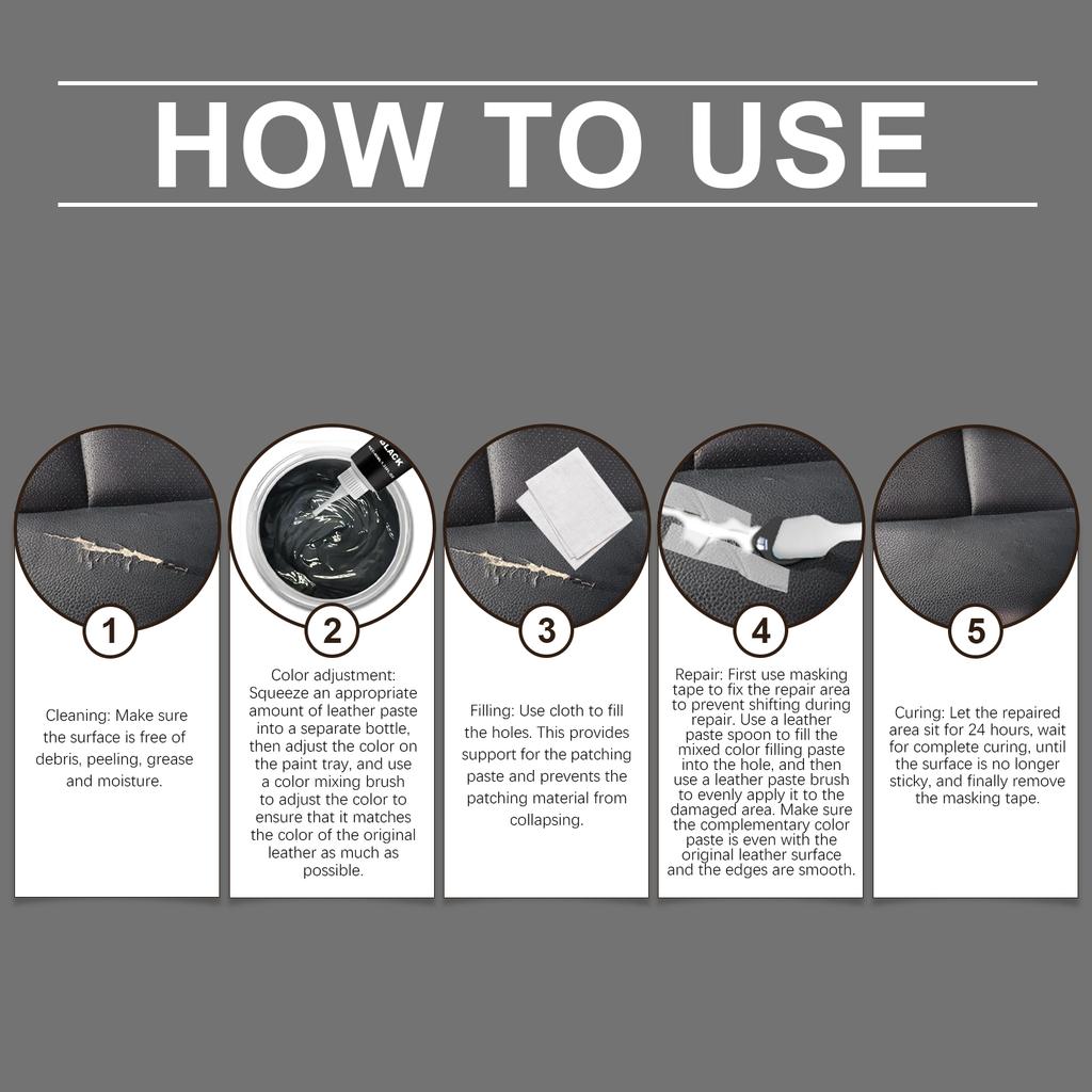 100ml Car Care Kit Liquid Leather Skin Refurbish Repair Tool Auto Seat Sofa Coats Holes Scratch Cracks Restoration Black/White