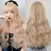 WIGS Long Wavy White Pink Wig for Women Daily Party Synthetic Light Blonde Wigs with Bangs Costume Lolita Wig 26 Inch