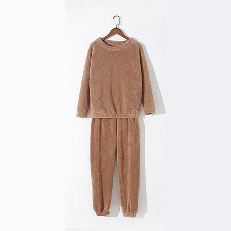 Damen Flanell Pyjama Set, verdickt: Gemütlicher Korallenfleece Langarm Hausmantel für Herbst und Winter.