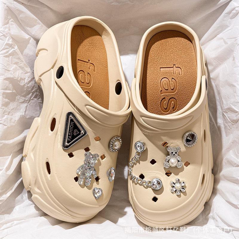 [] Cave shoes sandals women's summer wear heightened thick-soled non-slip beach baotou