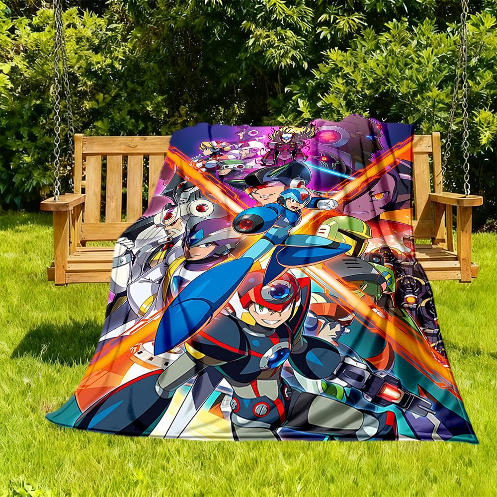 

1pc Mega Man Robotics All-Season Comfort, Outdoor Flannel Blanket - Soft, Warm & Cozy for Naps, Camping & Travel 022 130x150cm
