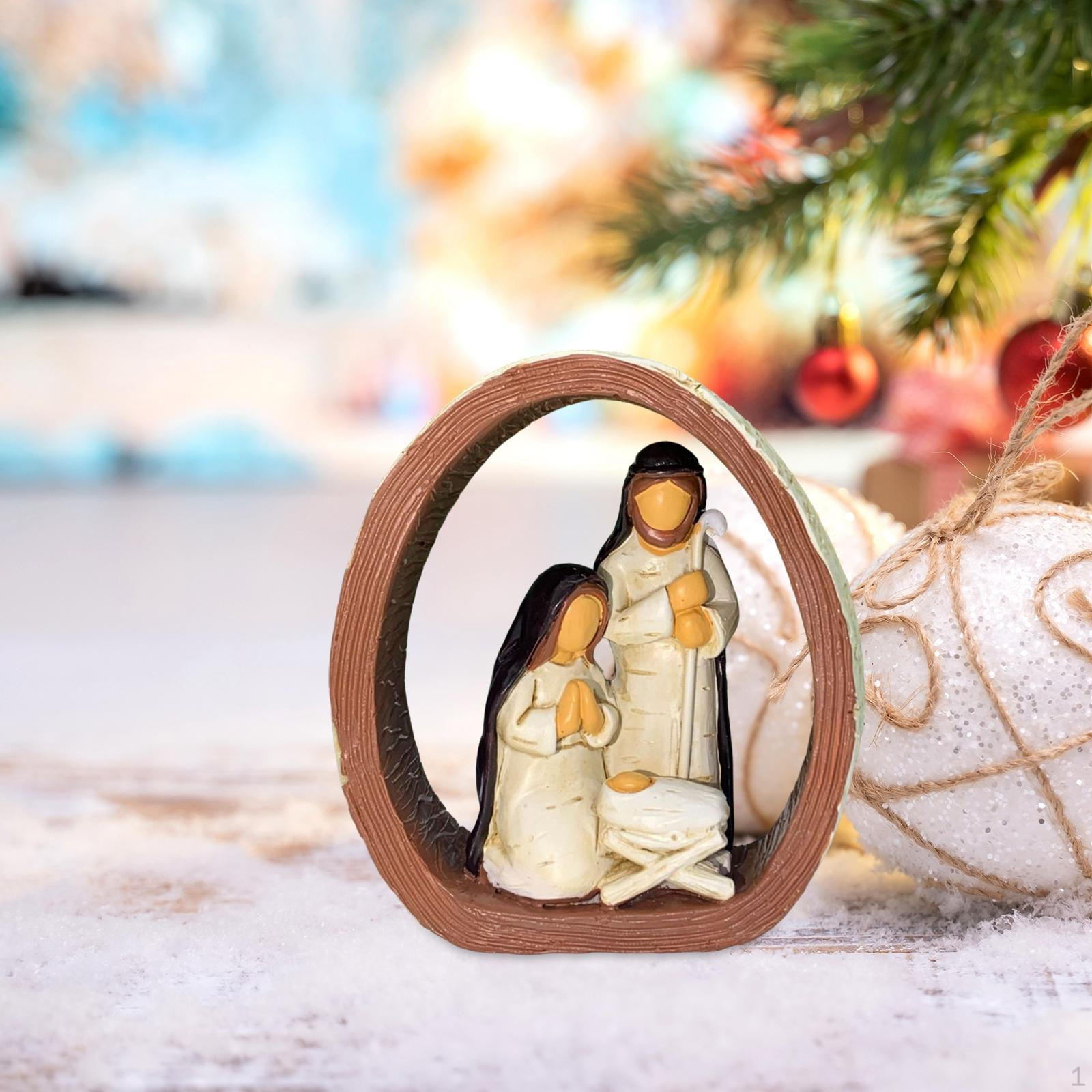 

Рождественское украшение, фигурка Святого Семейства для подвешивания на стол, книжную полку, центральный элемент, смола Brown