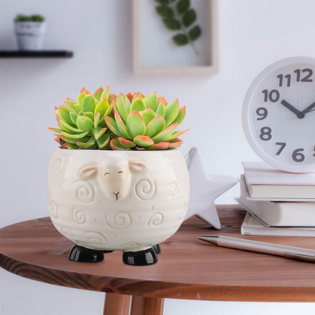 Ceramiczna miska na włóczkę Uroczy kształt owieczki Pojemnik do przechowywania włóczki do robienia na drutach i szydełkowania 17x12cm