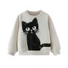 3-8T Long Sleeve Boys Girls Sweatshirts Autumn Spring Toddler Kids Clothing Sport Cats Printed Baby Hooded Shirts