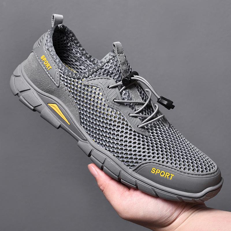 

Летняя сетчатая мужская обувь спортивная повседневная обувь с мягкой подошвой из сетки для альпинизма на открытом воздухе легкая сетчатая обувь мужская дышащая сетчатая обувь 46 серый