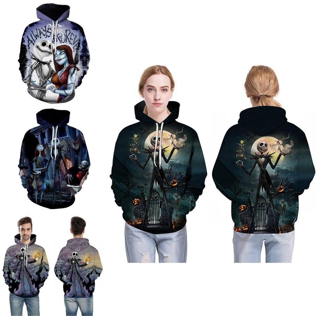 Nightmare Before Christmas Hoodie Pullover Sweatshirt mit Jack und Sally Design