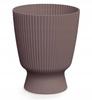 Round Plastic Flower Pot Cover, Ribbed, Marsala, Milly