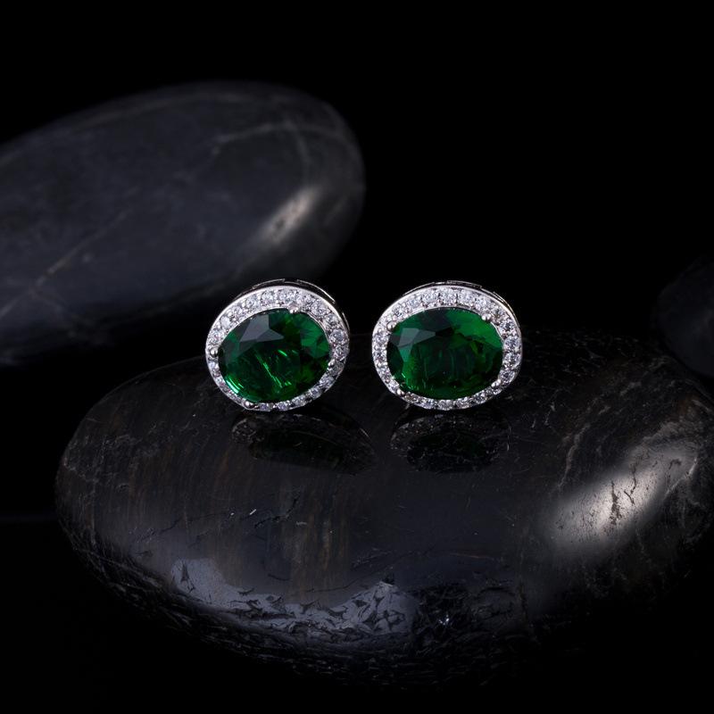 

Микро серьги-пусеты, Серьги с цирконами, Высококлассные серьги, Серьги-пусеты с бриллиантами. зелёный