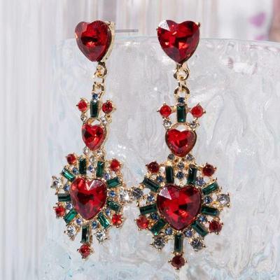 Colorful Baroque Long Ethnic Palace Style Earrings Light Luxury Banquet Earrings for Women