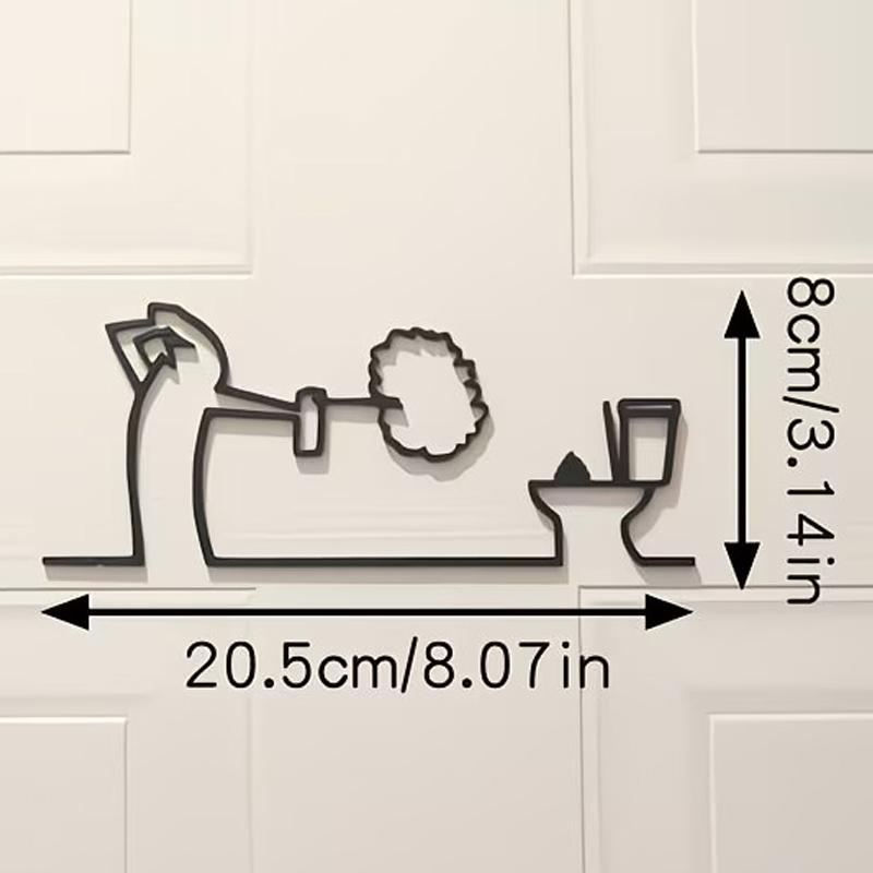 3D Nyomtatott Minimalista Vonalas Faldekoráció Öntapadós WC Jel Vízálló Modern Dísz Fürdőszobába Otthoni Dekoráció