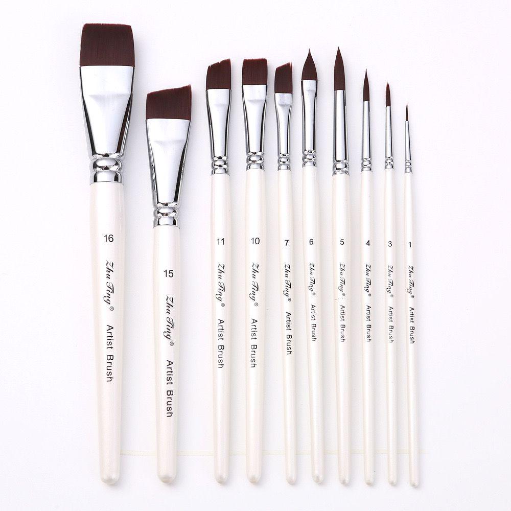 

Набор из 17 кистей для аквагрима: Крючковая линия, тиснение, ряд, плоский пик, косой пик, лепестковые кисти Pearl White Handle