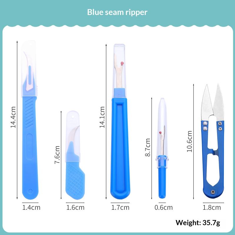 1Set Blue Sewing Ripper Kit With Thread Ripper Seam Ripper And Scissors For Removing Stitches