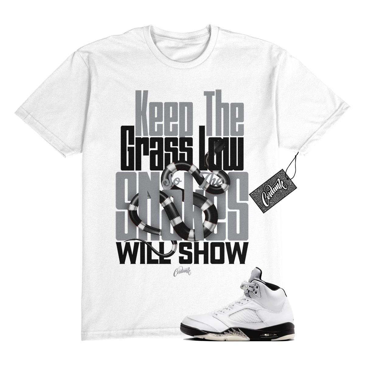 5 Reverse Metallic White Black T Shirt Match GRASS S